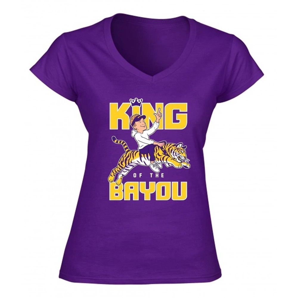 Lane Kiffin King Bayou LSU  LADIES V-NECK  Shirt